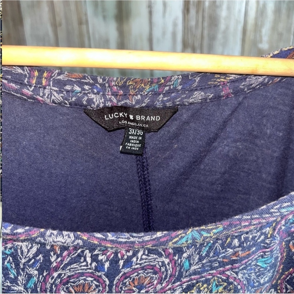 Lucky Brand Paisley Slit Back Boho Tee - Picture 6 of 6